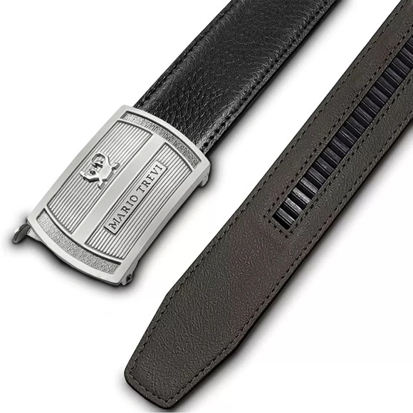 MARIO TREVI Men’s Black Ratchet Belt w Adjustable Slide w Automatic Buckle NWT - Picture 2 of 8